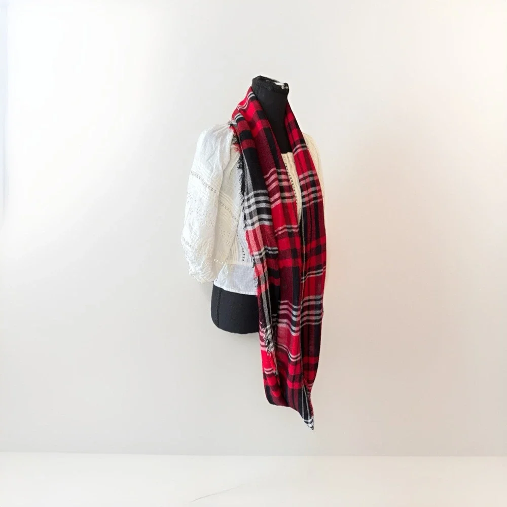 EST. 1946 Womens Scarf One Size Plaid Polyester  Viscose Christmas‎ Ready Scarf